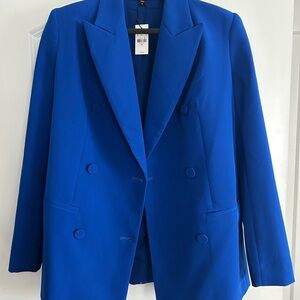 Express Royal Blue Double-Breasted Blazer